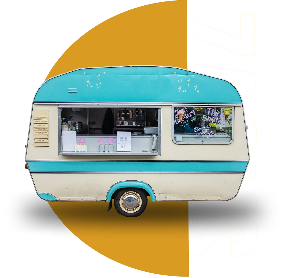 Classic mobile eatery with menu board